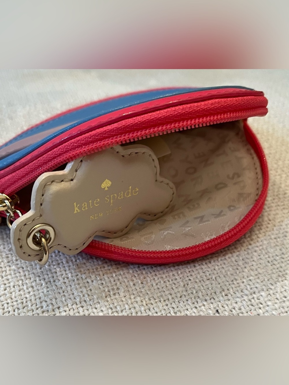 Kate Spade Leather Hot Air Balloon Coin Purse Wallet CC Holder Lipstick Case - Picture 6 of 8